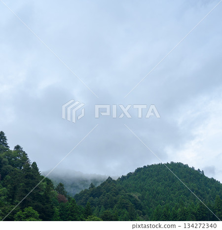 Misty mountain and vast sky landscape 134272340