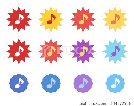 一套能喚起噪音的音符圖示插圖素材 一套能喚起噪音的音符圖示插圖素材 134272506