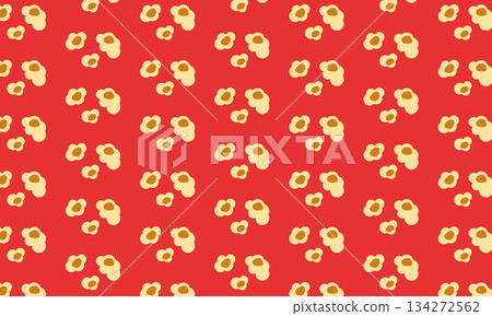 Seamless popcorn pattern on red background, cinema snack concept, movie night wrapping paper and packaging design 134272562