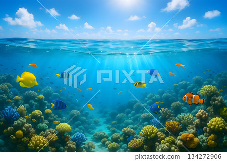 Underwater tropical fish & coral reefs 134272906