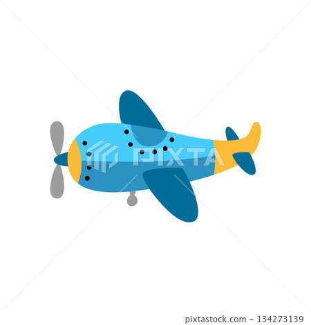 Colorful toy plane. Vector children toy. Airplane. Colorful toy plane. Vector children toy. Airplane. 134273139