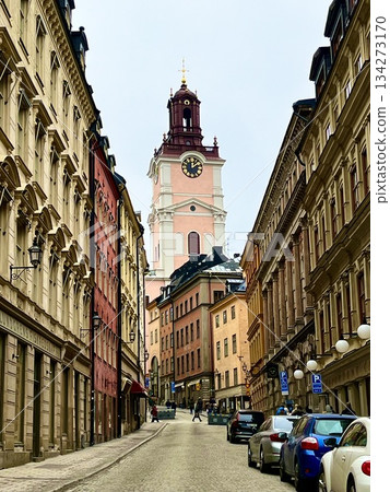 Storkykobrinken Street and surrounding area in Gamla Stan, the old town of Stockholm, Sweden 134273170