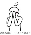 A person who covers their face in embarrassment (deformed) 134273812