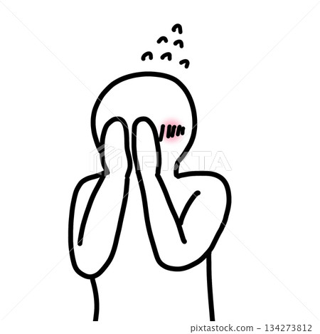 A person who covers their face in embarrassment (deformed) 134273812