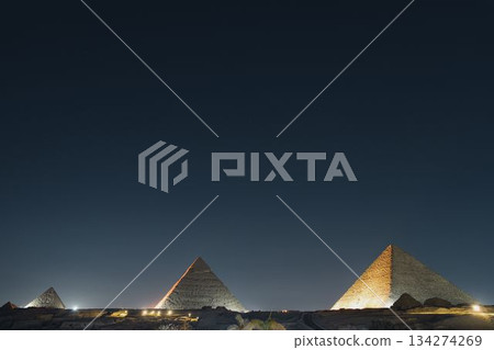 Giza Pyramids at midnight Giza Pyramids at midnight 134274269