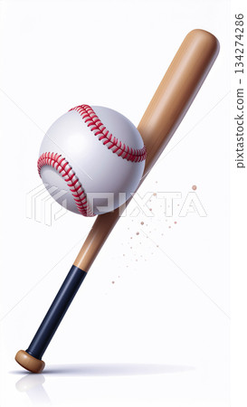 球棒和棒球的插畫 / 運動設計，展現棒球的力量與動感 134274286