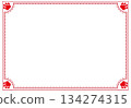 紅色裝飾框，爪印圖案，透明背景 134274315
