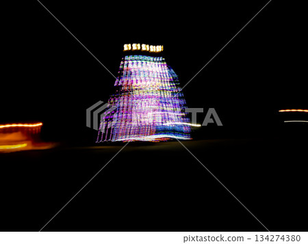 Vibrant neon glow blurry background in outer space Vibrant neon glow blurry background in outer space 134274380