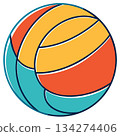 Water polo ball. Flat vector illustration 134274406