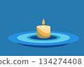 Water and floating candle. Spa relaxation concept. Cartoon vector illustration 134274408