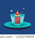 Water and floating candle. Spa relaxation concept. Cartoon vector illustration 134274409