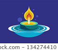 Water and floating candle. Spa relaxation concept. Cartoon vector illustration 134274410