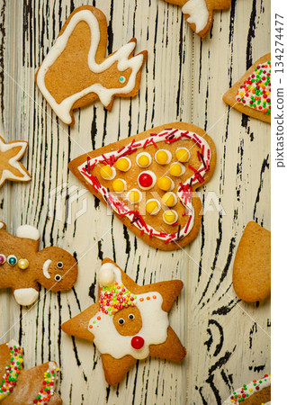 Playful cookie shapes with colorful frosting Playful cookie shapes with colorful frosting 134274477
