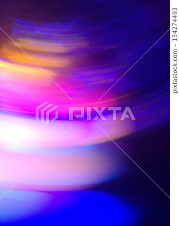 Soft cosmic light streams stretch across deep space in vertical motion. 134274493