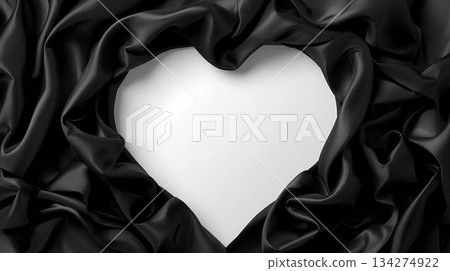 Background material_Heart-shaped frame made of ribbon (black) Background material_Heart-shaped frame made of ribbon (black) 134274922