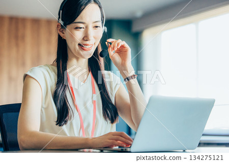 Female operator call center Female operator call center 134275121