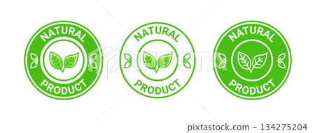 Natural product label organic design badge. Eco-friendly emblem fresh stamp nature mark seal 134275204