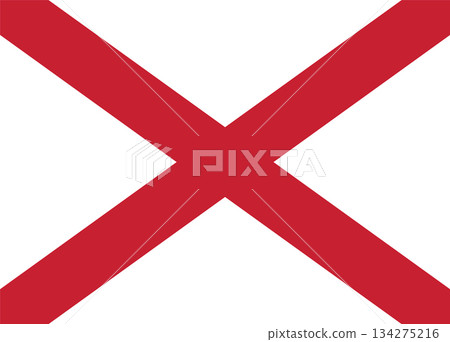 Flag Alabama red diagonal cross state symbol minimal design isolated white background. American Flag Alabama red diagonal cross state symbol minimal design isolated white background. American 134275216