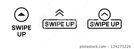 Swipe up arrow vector line icon. Social media story drag button sign action graphic design app ui Swipe up arrow vector line icon. Social media story drag button sign action graphic design app ui 134275220