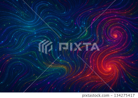 未來科技的抽象背景素材，帶有彩色光漩渦。 134275417