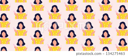 Seamless women health pattern about pregnancy with woman holding pregnancy tests, motherhood and reproductive health illustration 134275463
