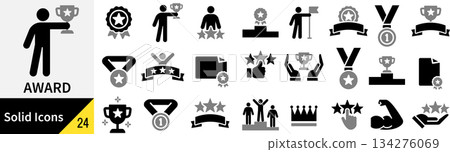 向量獎項輪廓圖示集 134276069