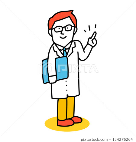 圖解：一位男醫師指著並引導 134276264