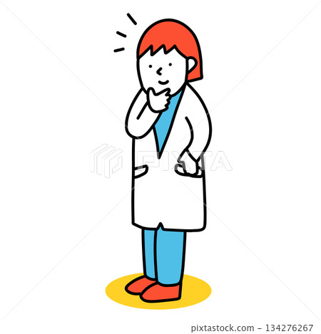 一位正在思考的女醫生的插圖 134276267