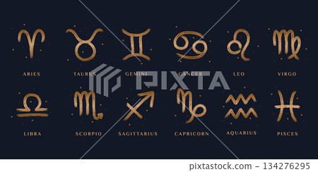 Hand drawn zodiac signs set 134276295