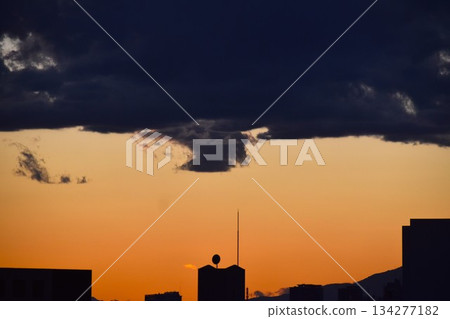The beautifully colored sunset clouds change shape every moment The beautifully colored sunset clouds change shape every moment 134277182