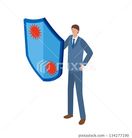 商人用盾牌保護自己 134277190