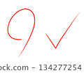 Circle and check handwritten symbols line drawing 134277254