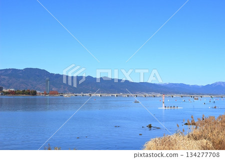 冬季的比叡山和琵琶湖 134277708