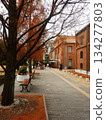 Red brick building and winter street corner 134277803