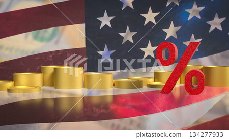 USA Interest Rate Economic Impact Symbol 3d render. USA Interest Rate Economic Impact Symbol 3d render. 134277933