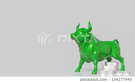 Green Bull Market Growth Symbol 3d render. Green Bull Market Growth Symbol 3d render. 134277940