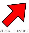 一個簡單的紅色箭頭，指向右上方斜角。 134278015