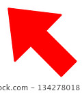 一個簡單的紅色箭頭，指向左上方斜角。 134278018