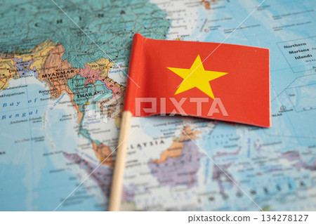 Bangkok, Thailand December 10, 2023 Vietnam map in world map paper. 134278127