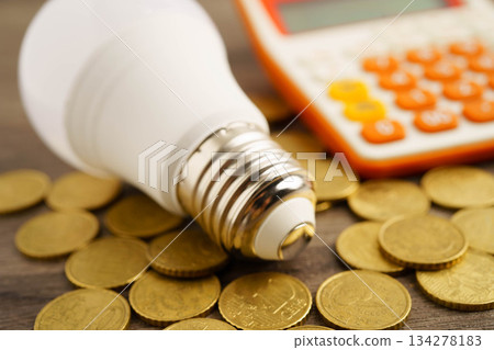 Cost of electric utilities with light bulb for payment. 134278183