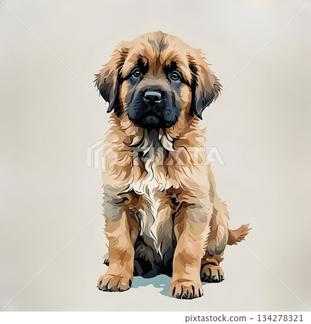 坐著的萊昂貝格幼犬 134278321
