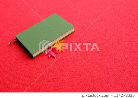 Image material of maple leaves and reading Image material of maple leaves and reading 134278326