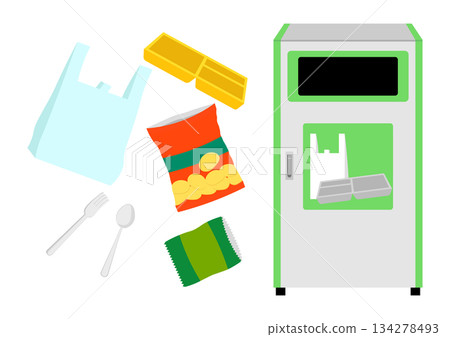 Plastic garbage and trash can 134278493