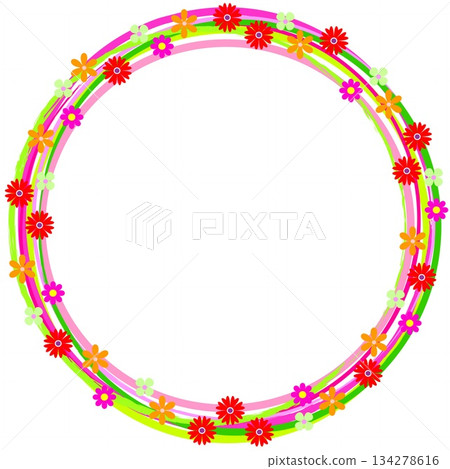 Floral pattern frame white background pink green Floral pattern frame white background pink green 134278616