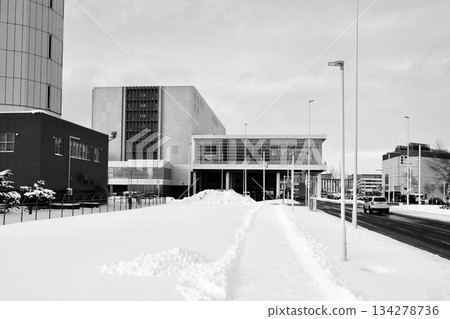 New Chitose Airport "International Terminal" in winter black and white New Chitose Airport "International Terminal" in winter black and white 134278736