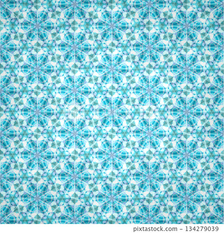 Bright blue kaleidoscope pattern material 134279039