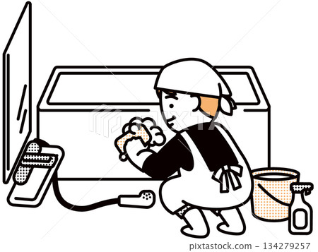 A man cleaning a bath A man cleaning a bath 134279257