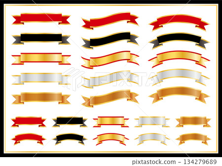 一組5條不同形狀的奢華絲帶 134279689