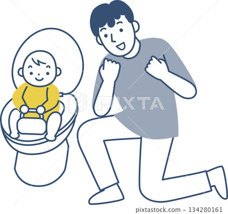 Toilet training child and father 134280161