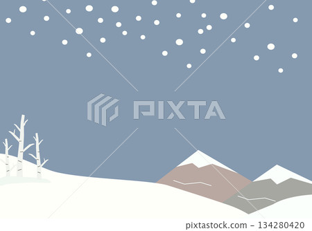 Powder snow and birch trees dancing in the winter sky Winter landscape background material 134280420